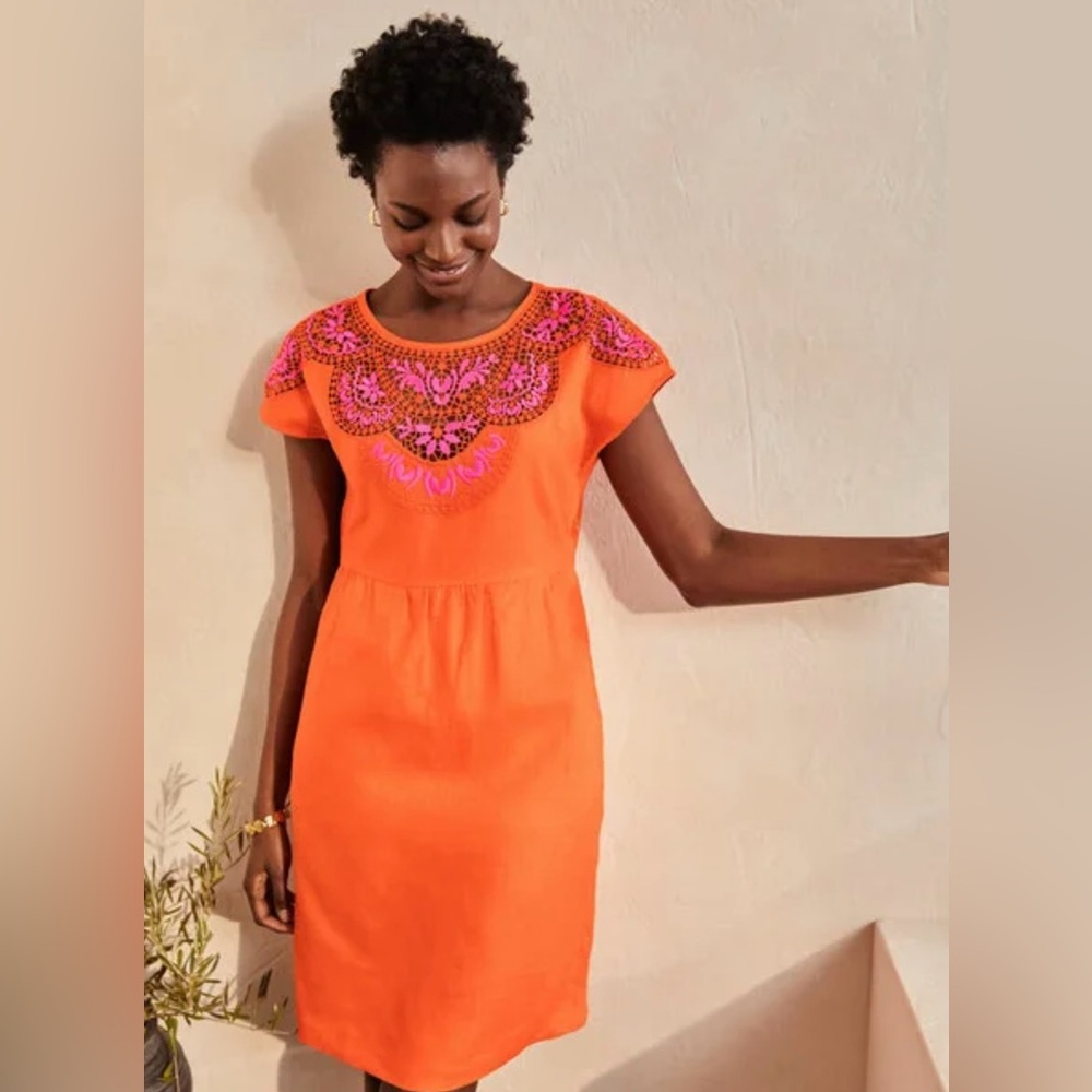 Boden | Fleur Embroidered Linen Dress